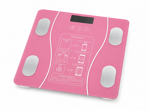 Balança Digital Inteligente até 180kg com Visor LCD Rosa
